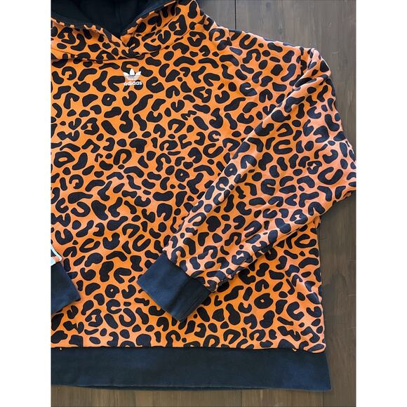 Adidas Rich Mnisi Cheetah Animal Print Hoodie Sweatshirt Orange Womens XXXL 3XL - Picture 5 of 8